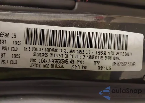 2016 Jeep Grand Cherokee 75Th Anniversary z USA, uszkodzony, nr VIN 1C4RJFAG8GC505148